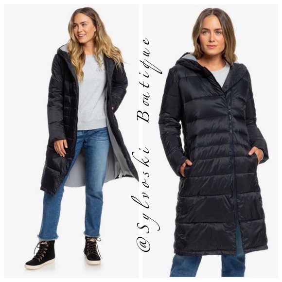 🔥 ROXY Everglade - Longline Hooded Waterproof Puffer Jacket NWT - Picture 5 of 15